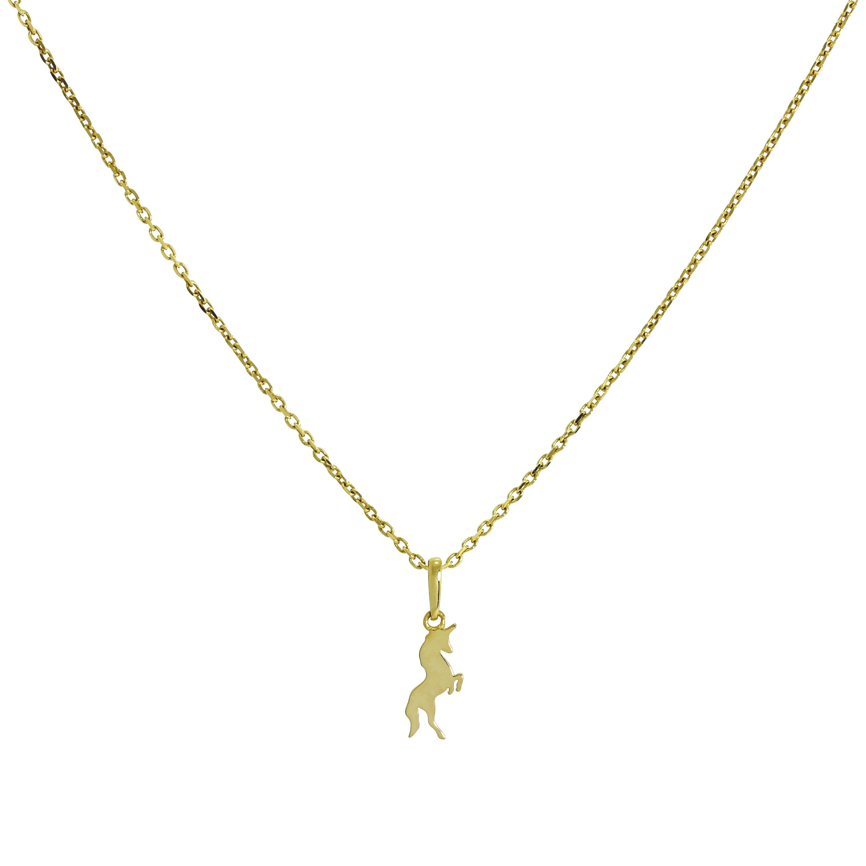 Halskette mit Einhorn-Anhänger aus 9 Karat Gold, 16–20 Zoll
