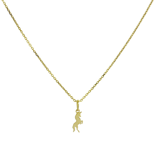 Halskette mit Einhorn-Anhänger aus 9 Karat Gold, 16–20 Zoll