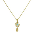 Halskette mit Traumfänger-Anhänger aus 9 Karat Gold und blauem Emaille, 40–50 cm
