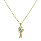 Halskette mit Traumfänger-Anhänger aus 9 Karat Gold und blauem Emaille, 40–50 cm