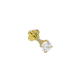 9 Karat Gold & Klar CZ Kristall 17Ga Lippenpflock