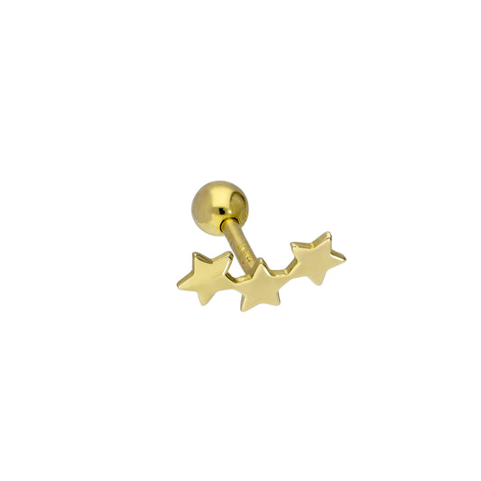 9 Karat Gold Sternen Reihe 18Ga Lippenpflock
