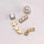 9 Karat Gold & Klar CZ Kristall 17Ga Lippenpflock