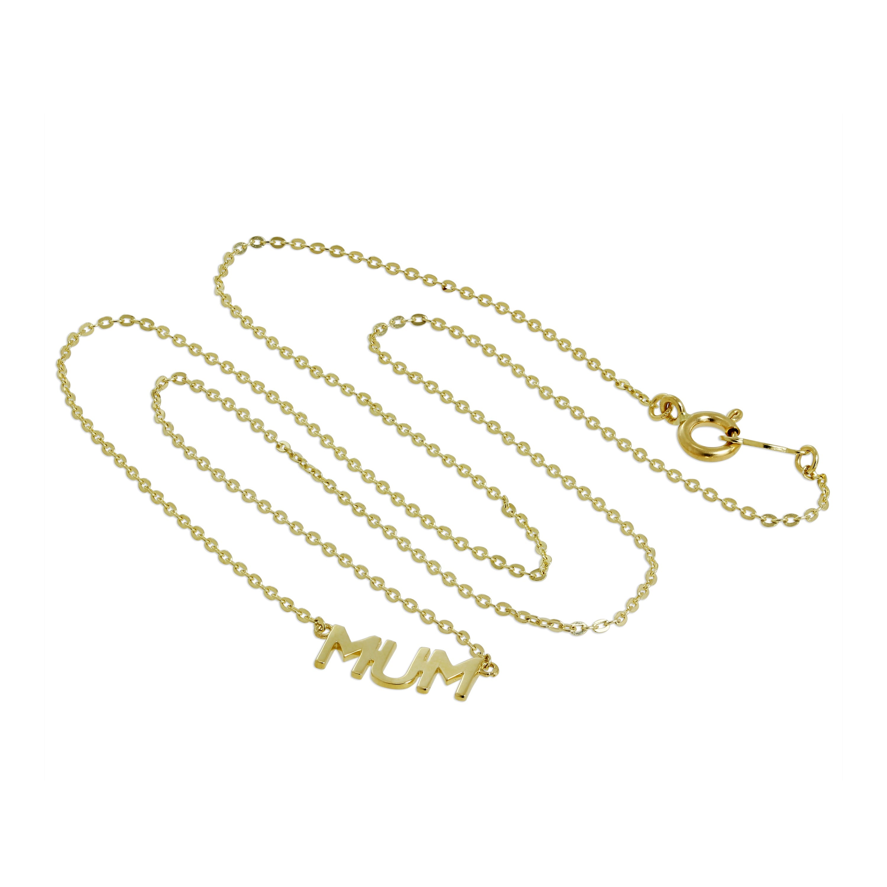 9 Karat Gold "MUM" Anhänger mit 40,5 cm Kette