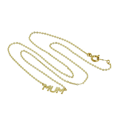9 Karat Gold "MUM" Anhänger mit 40,5cm Kette