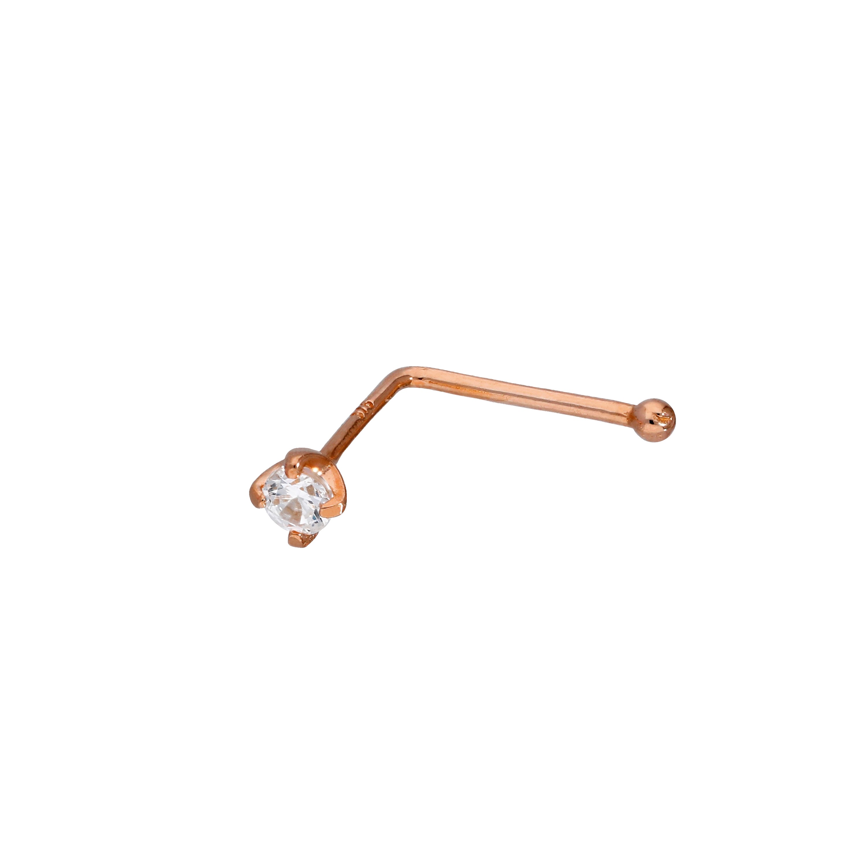 9 Karat Roségold & 2 mm Klar CZ Kristall 23Ga Nasenstecker