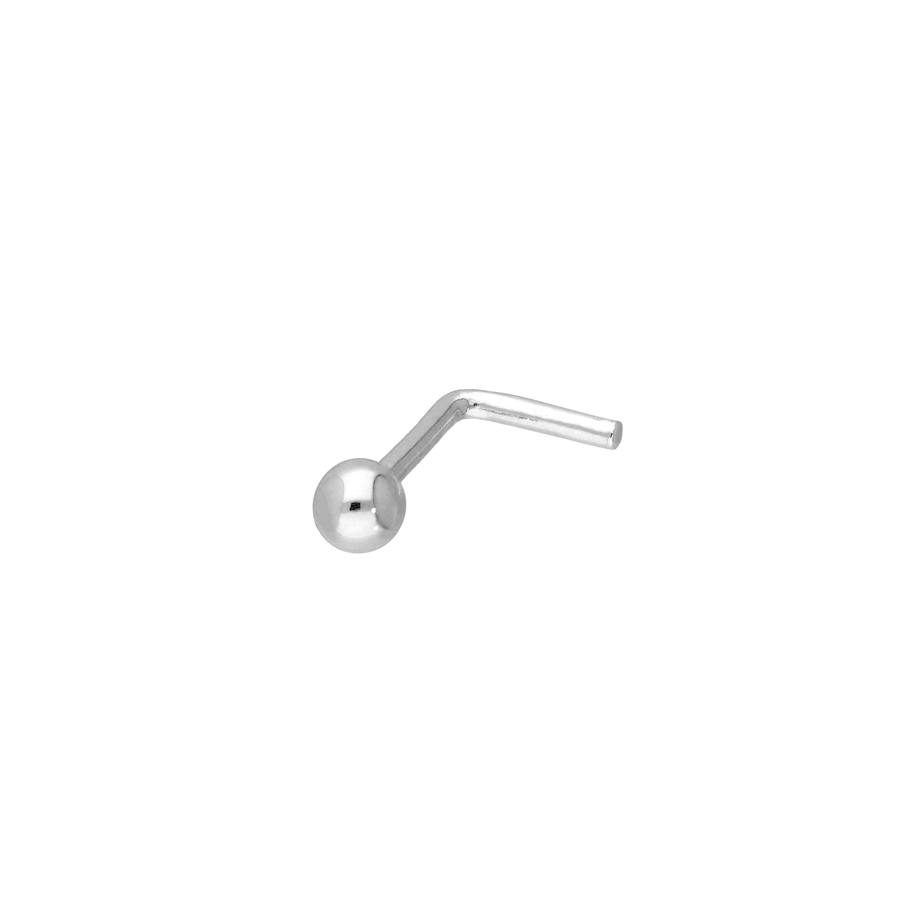 9 Karat Weißgold 20Ga Nasenstecker mit 3 mm Kugel