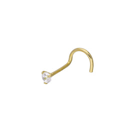 9 Karat Gold & Klar 2 mm CZ Kristall 23Ga Nasenschraube