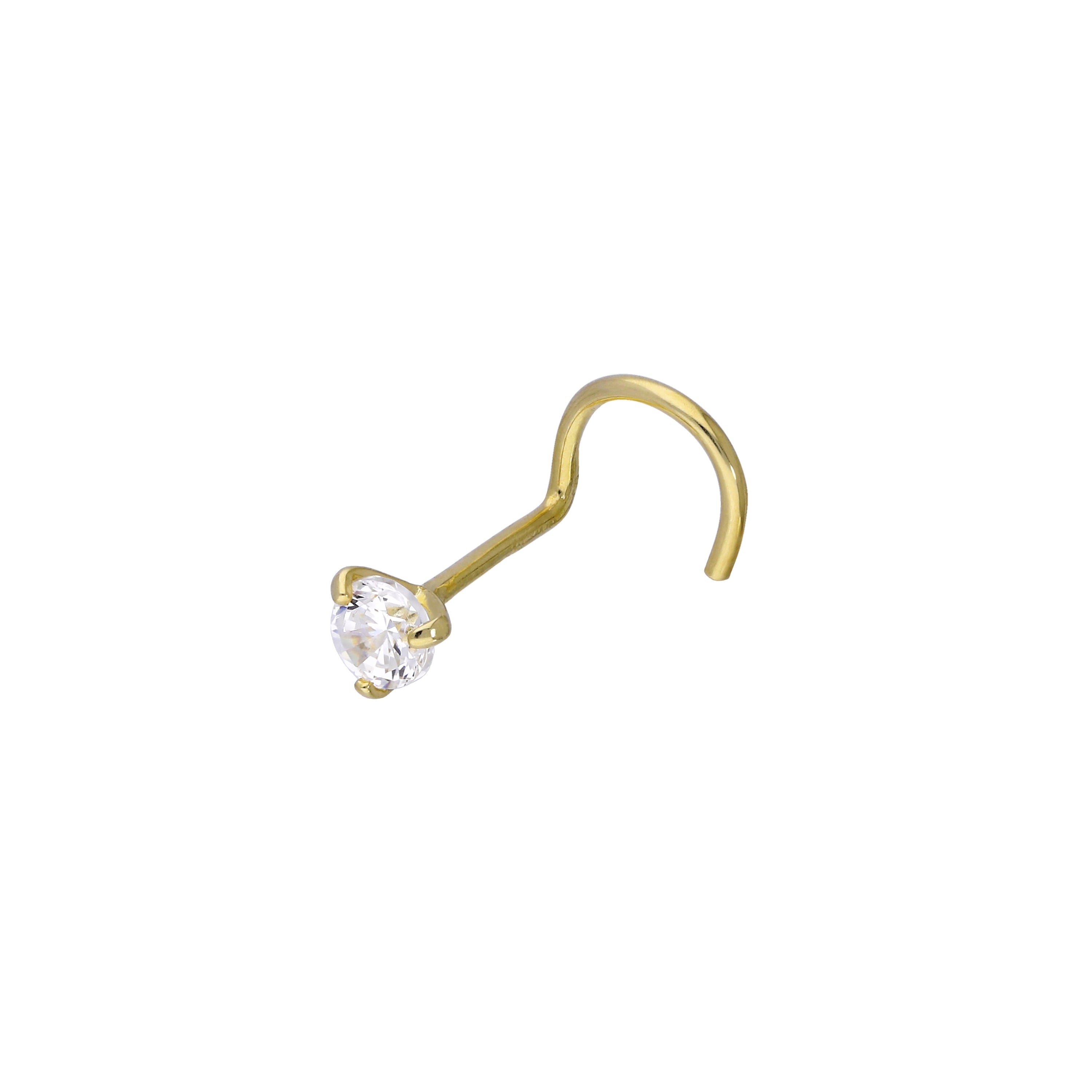 9 Karat Gold & Klar 3 mm CZ Kristall 23Ga Nasenschraube