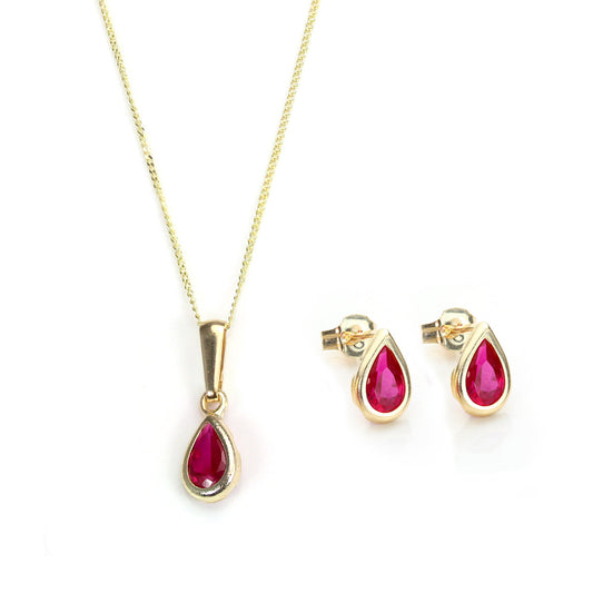 9 Karat Gold & Juli-Geburtsstein Anhänger & Ohrstecker Set