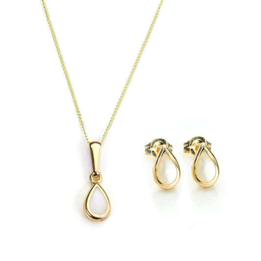9 Karat Gold & Juni-Geburtsstein Anhänger & Ohrstecker Set