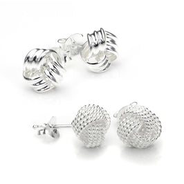 Sterlingsilber 8 mm Klassisch Knoten Ohrstecker Satz