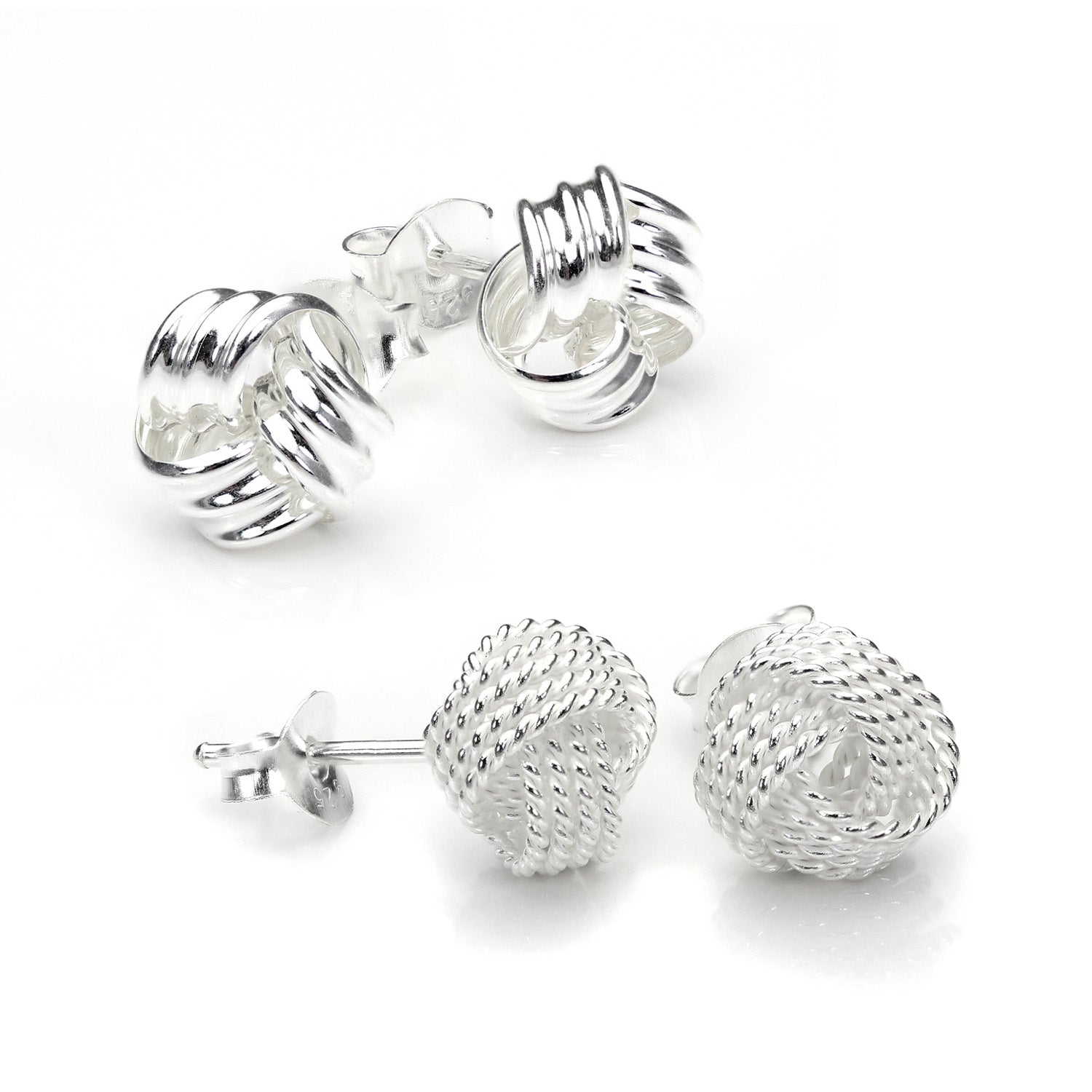 Sterlingsilber 8 mm Klassisch Knoten Ohrstecker Satz