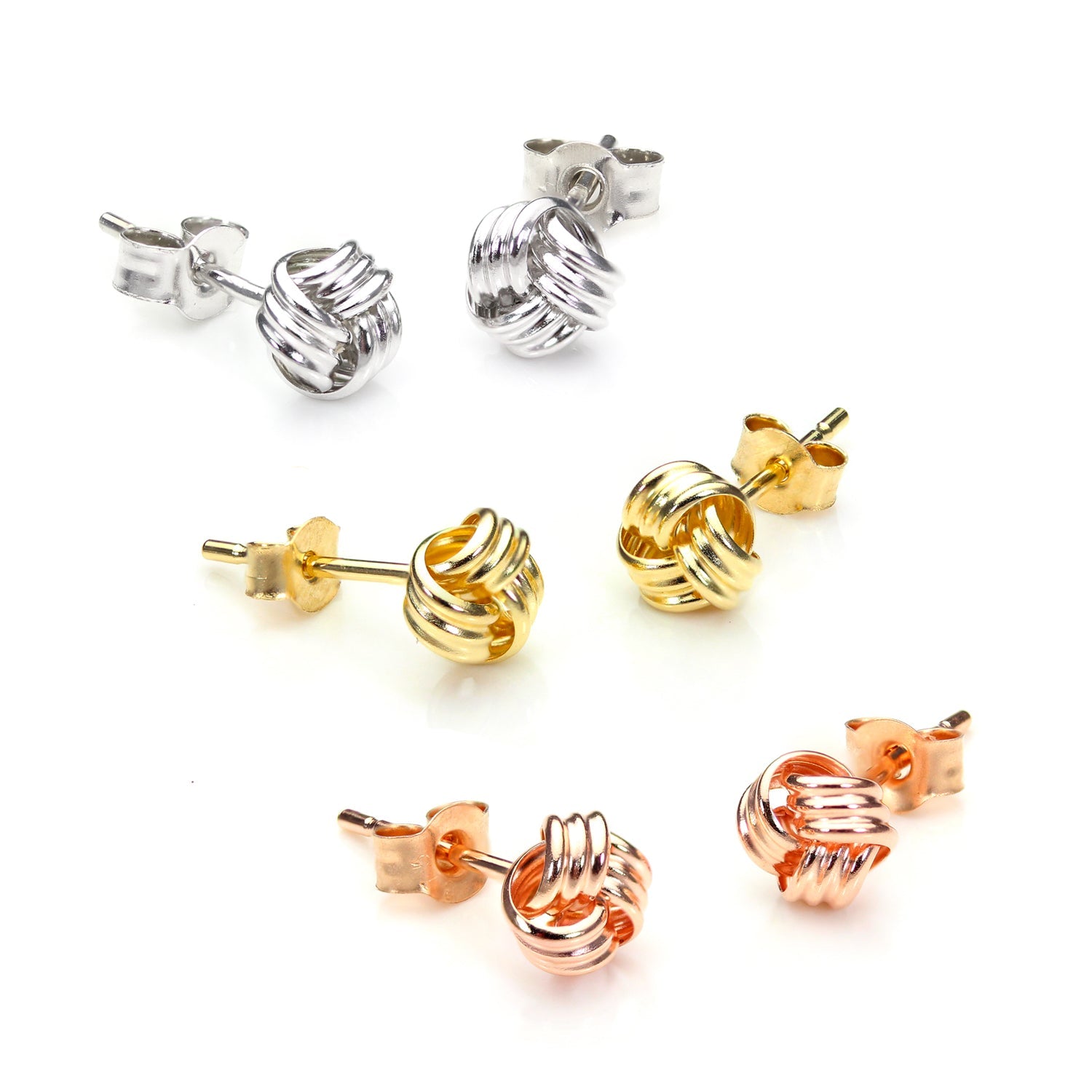 9 Karat Mischgold 5 mm Klassisch Knoten Ohrstecker Satz