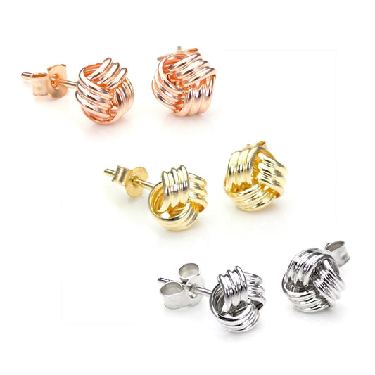 9 Karat Mischgold 6mm Klassisch Knoten Ohrstecker Satz