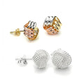 Sterlingsilber & 9 Karat Gold Dreifarbig 8 mm Knoten Ohrstecker Satz