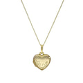Kleines gravierbares Herzmedaillon aus 9 Karat Gold mit Blumenmuster an einer Kette, 16–20 Zoll