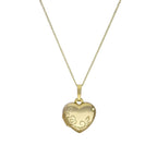 Kleines gravierbares Herzmedaillon aus 9 Karat Gold mit Blumenmuster an einer Kette, 16–20 Zoll