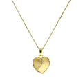Halskette mit herzförmigem Medaillon aus 9 Karat Gold, gravierbar, matt und poliert, 16–20 Zoll