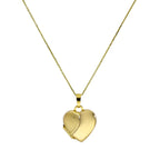 Halskette mit herzförmigem Medaillon aus 9 Karat Gold, gravierbar, matt und poliert, 16–20 Zoll
