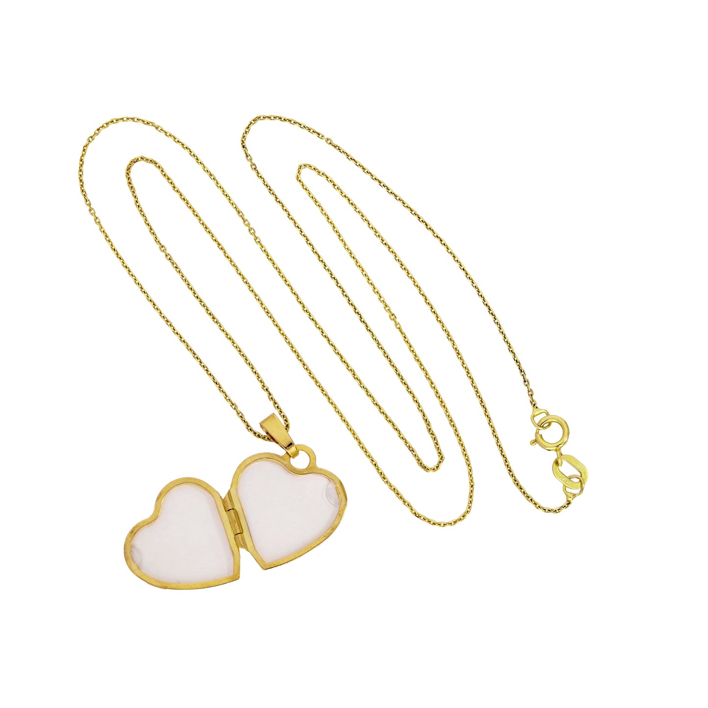 Halskette mit herzförmigem Medaillon aus 9 Karat Gold, gravierbar, matt und poliert, 16–20 Zoll