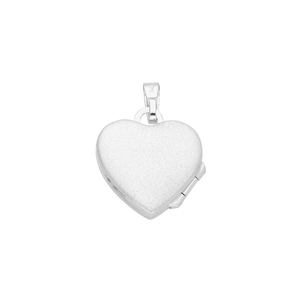 Herzmedaillon aus 9 Karat Weißgold an einer Kette mit Sonnenstrahlen-Design, 16–18 Zoll