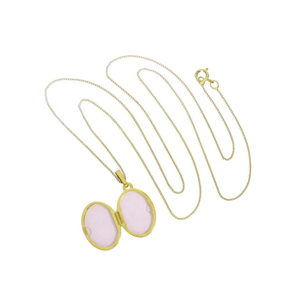 9 Karat Gold gravierbares ovales Medaillon an Kette 16 - 20 Zoll