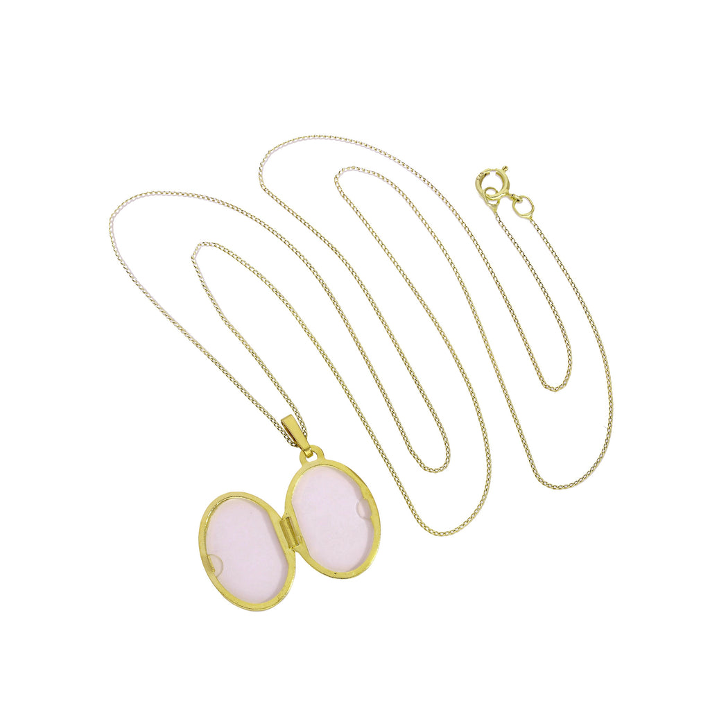 Gravierbares ovales Medaillon aus 9 Karat Gold mit Kette, 40 - 50 cm