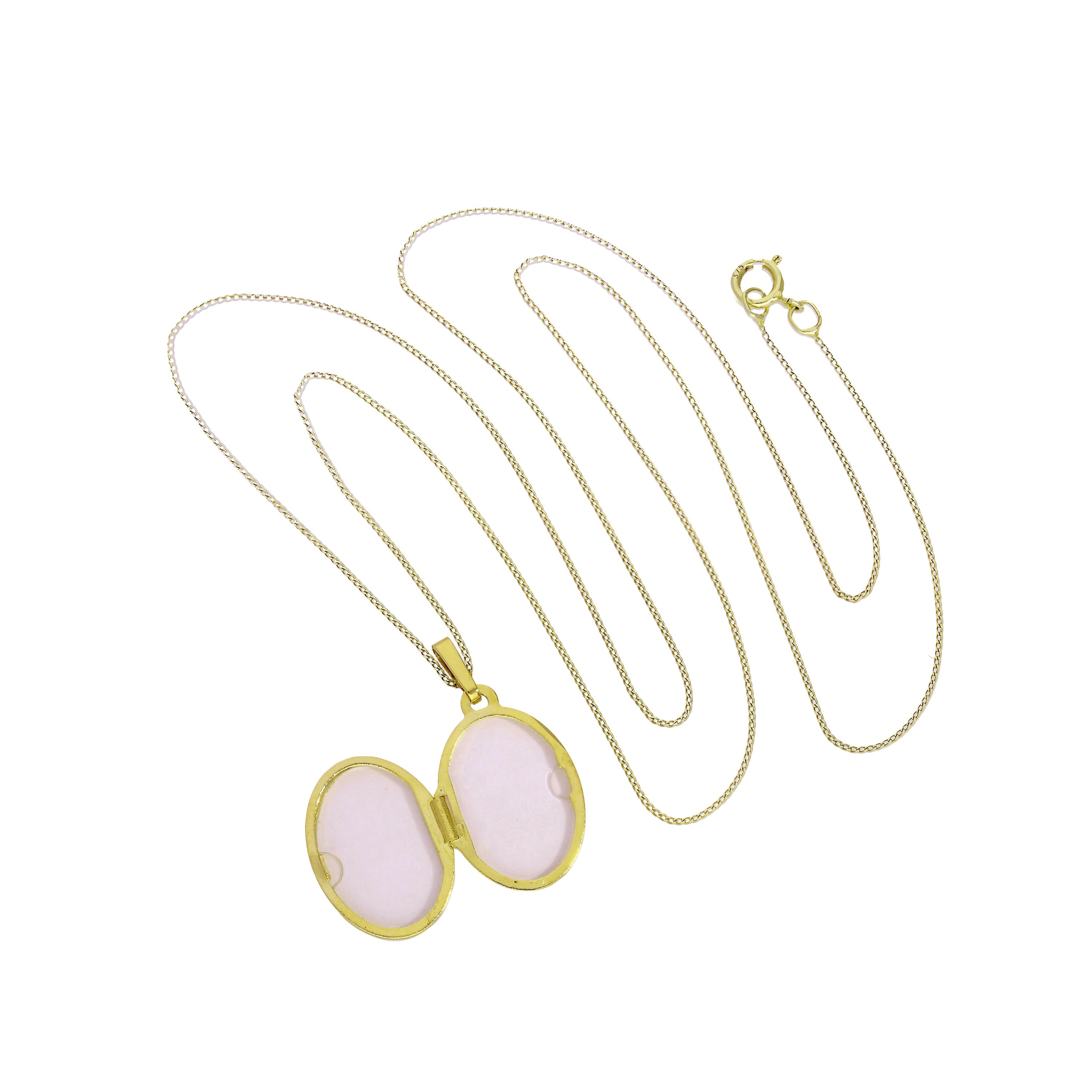9 Karat Gold gravierbares ovales Medaillon an Kette 16 - 20 Zoll