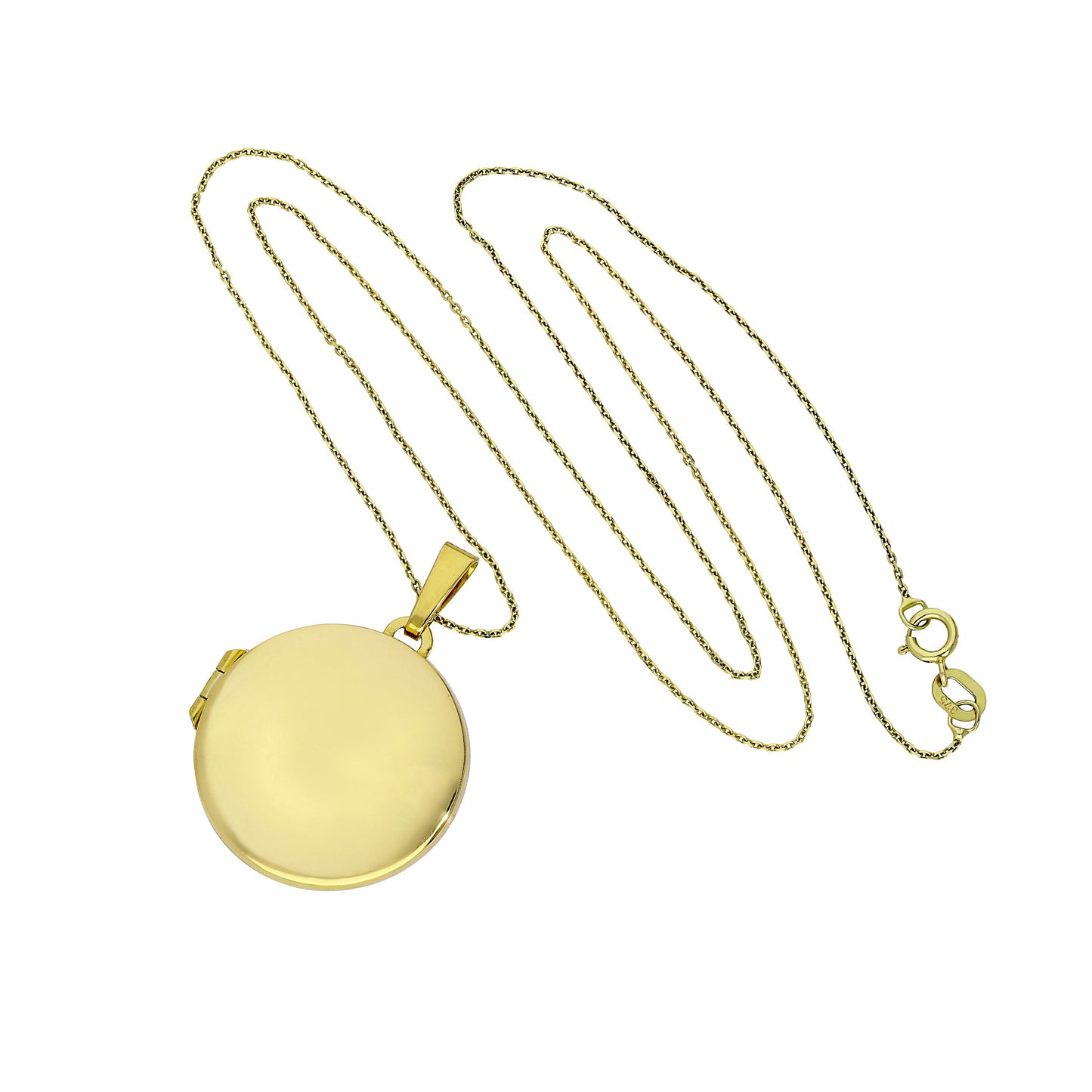 Große gravierbare runde Medaille aus 9 Karat Gold an einer Kette, 16–20 Zoll