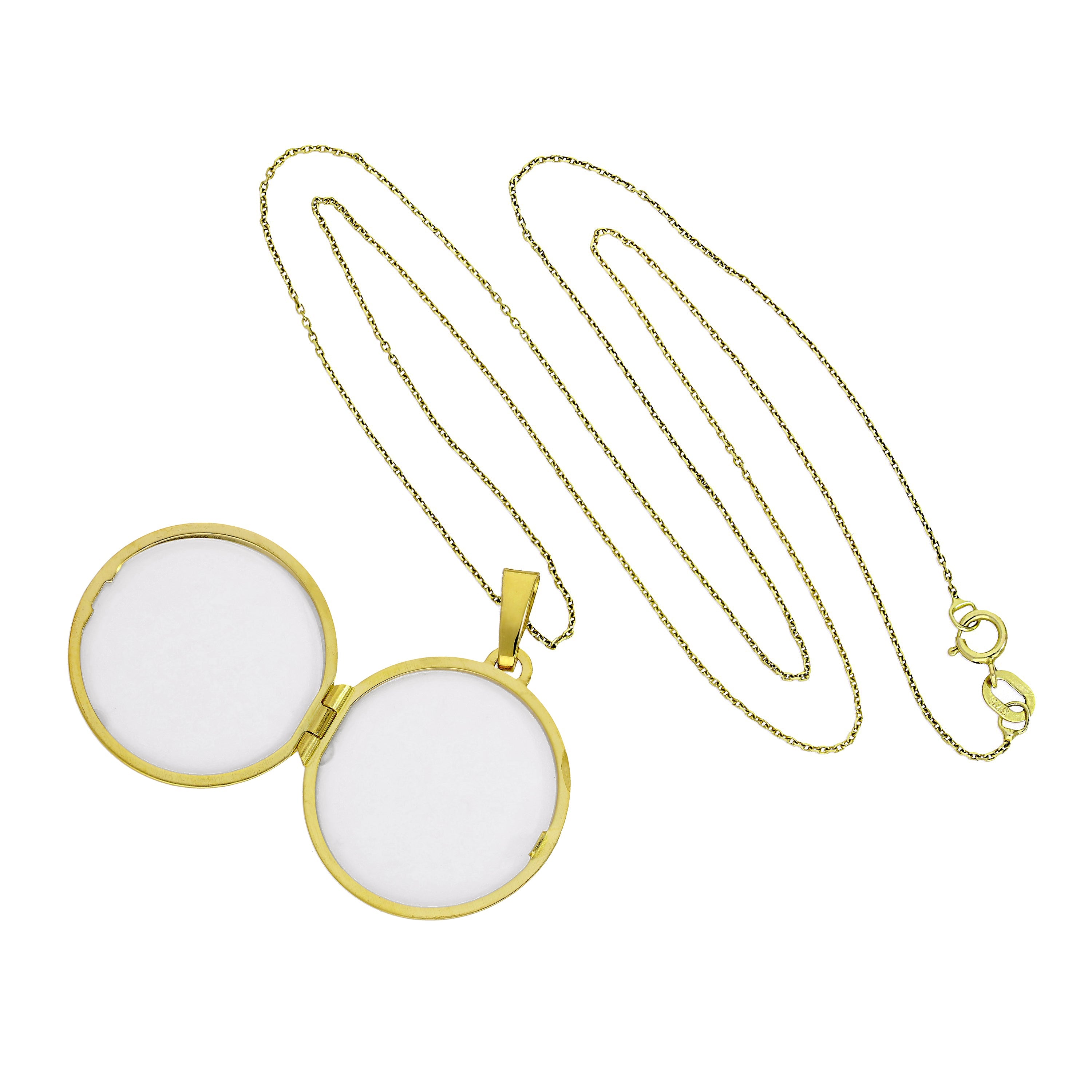 Große gravierbare runde Medaille aus 9 Karat Gold an einer Kette, 16–20 Zoll