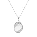 9 Karat Weißgold gravierbares ovales Medaillon mit wellenförmigem Design an Kette 16 - 18 Zoll