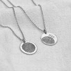Personalisierter ovaler Anhänger aus Sterlingsilber mit Fingerabdruck