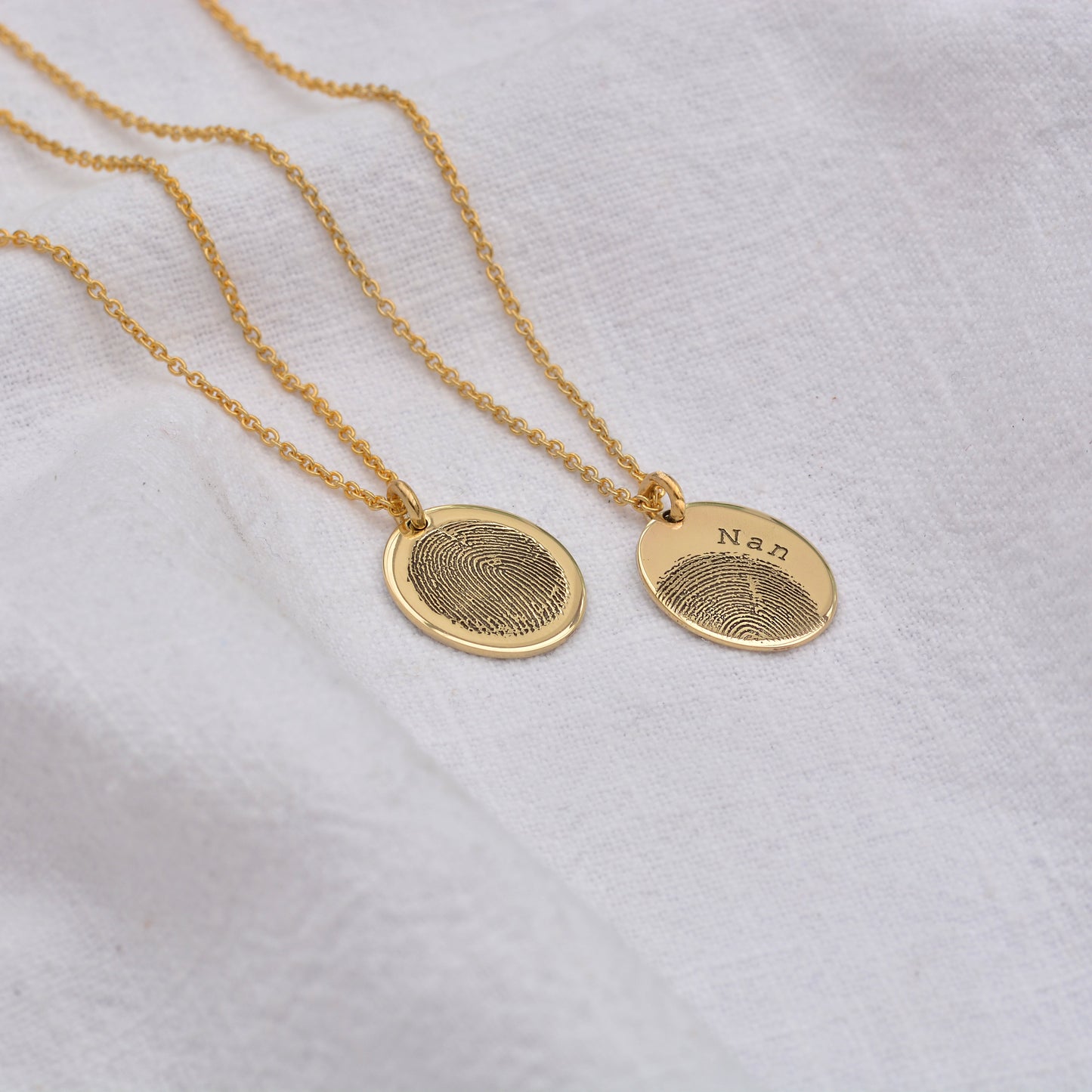 Personalisierter ovaler Anhänger aus Sterlingsilber mit Fingerabdruck