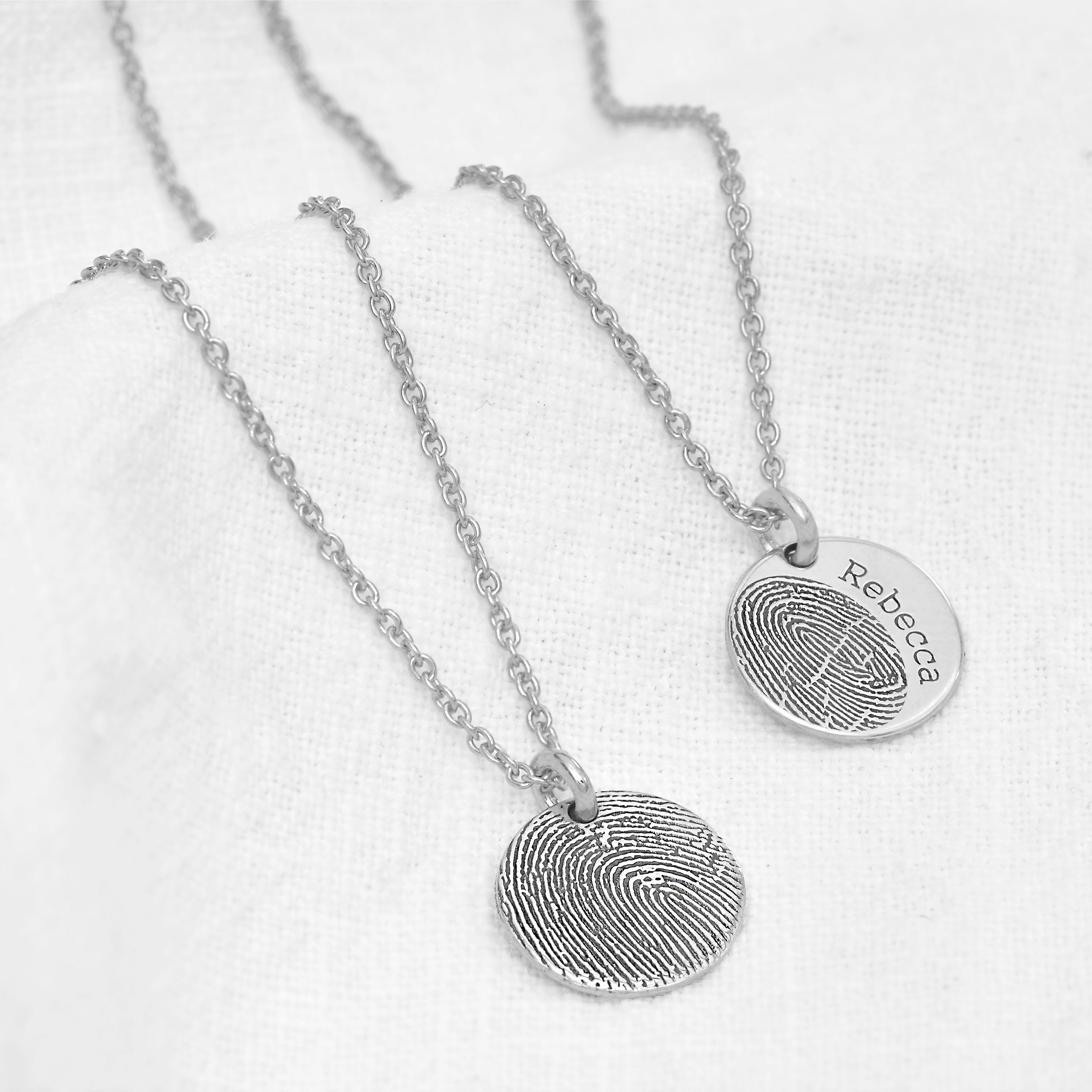 Personalisierter runder Fingerabdruck-Anhänger aus Sterlingsilber