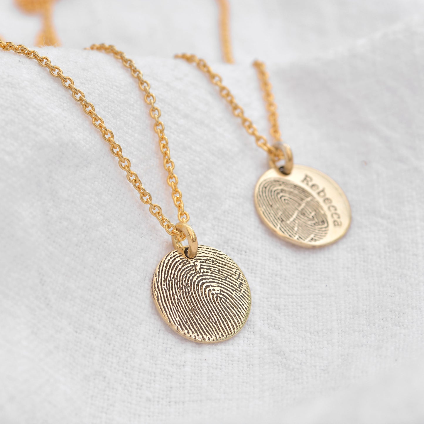 Personalisierter runder Fingerabdruck-Anhänger aus Sterlingsilber