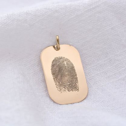Personalisierte 9-karätige Gold-Hundemarke mit Fingerabdruck