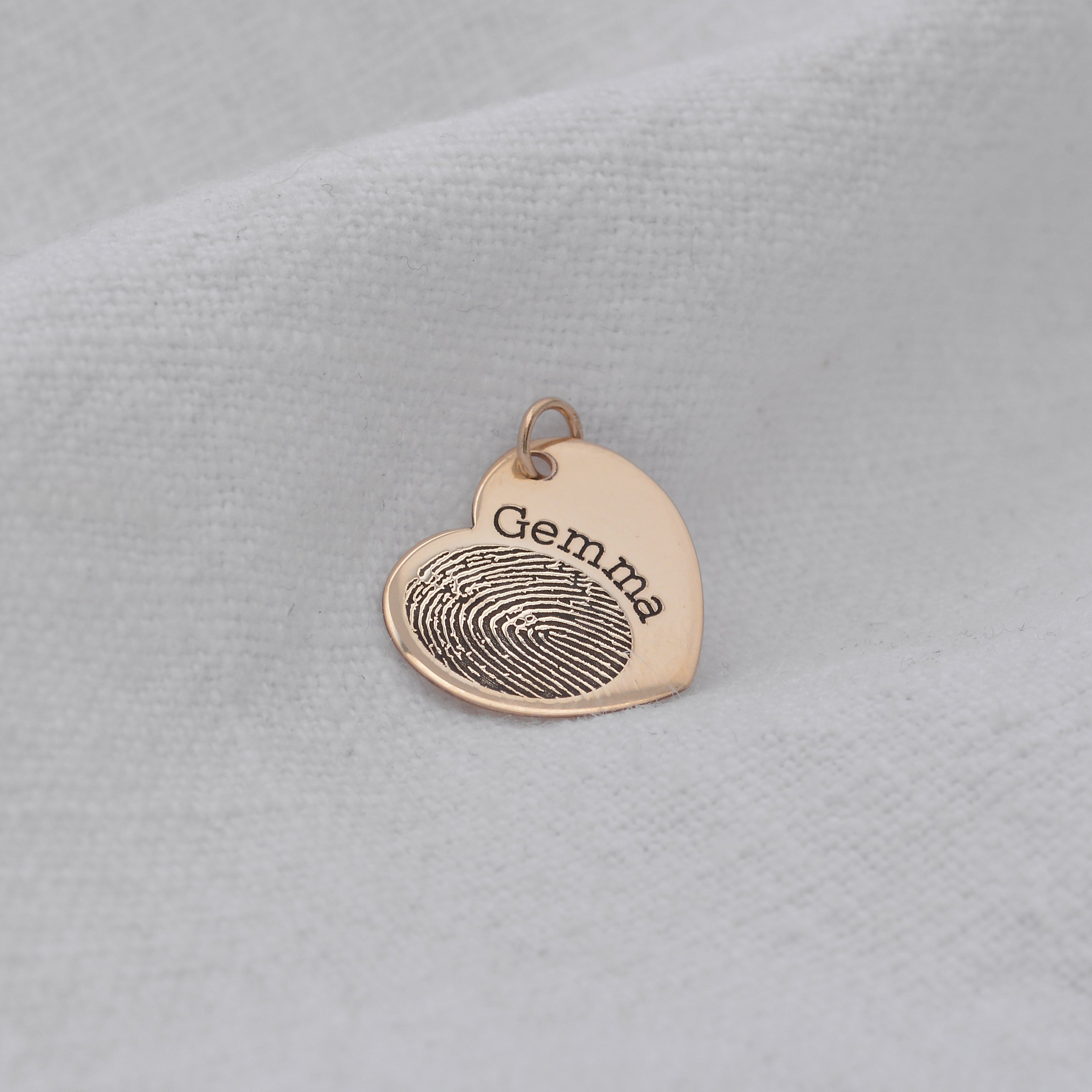 Personalisierter 9-karätiger Gold-Anhänger mit Fingerabdruck und Herz