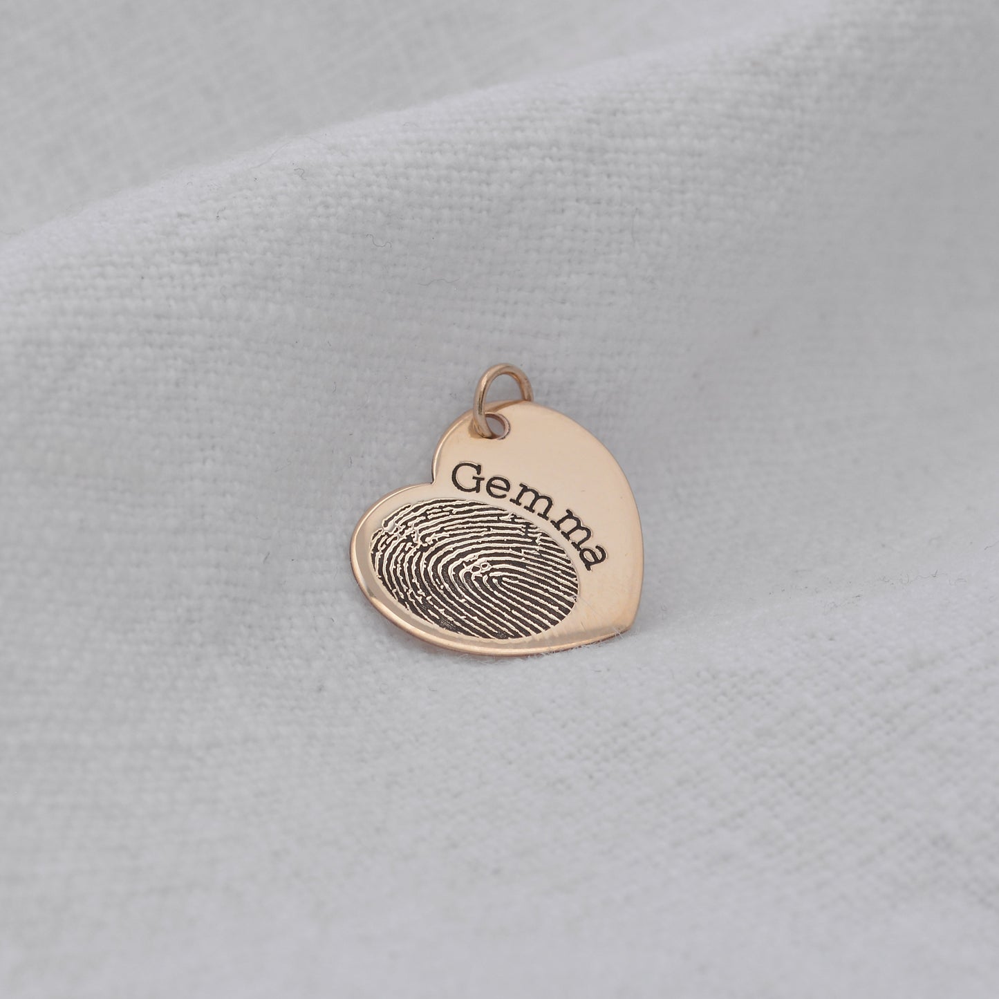 Personalised 9ct Gold Fingerprint Heart Name Charm