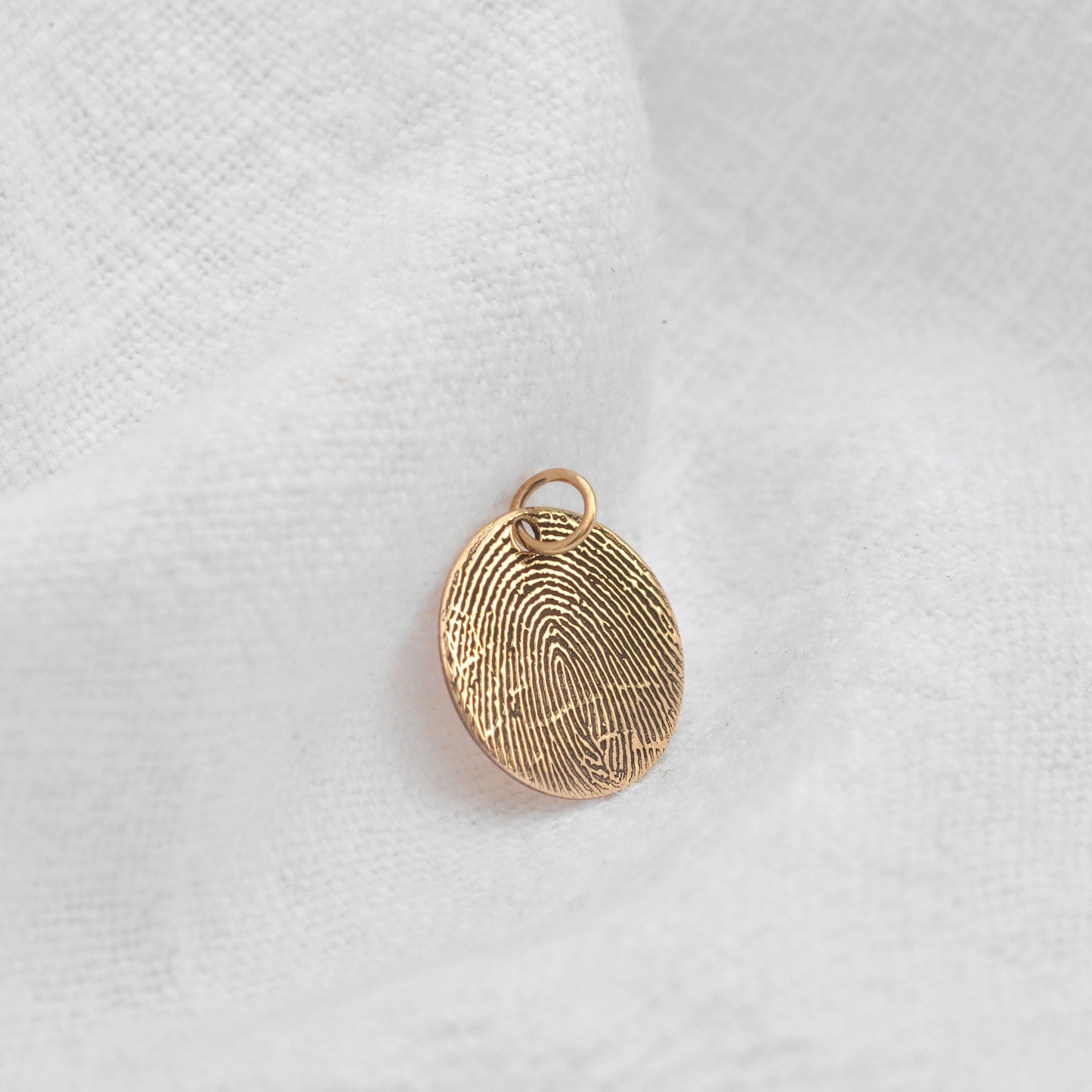 Personalised 9ct Gold Fingerprint Round Charm