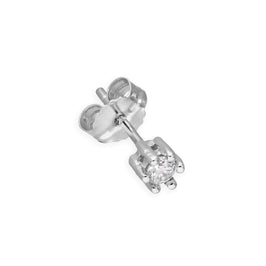 9 Karat Weißgold & 0,05 Karat Diamant Einzel Ohrstecker