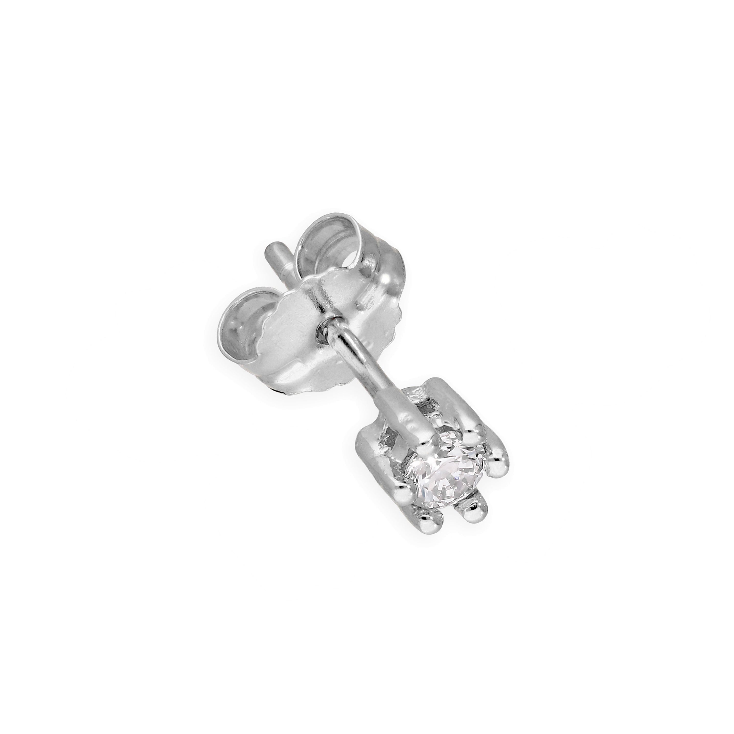 9 Karat Weißgold & 0,05 Karat Diamant Einzel Ohrstecker