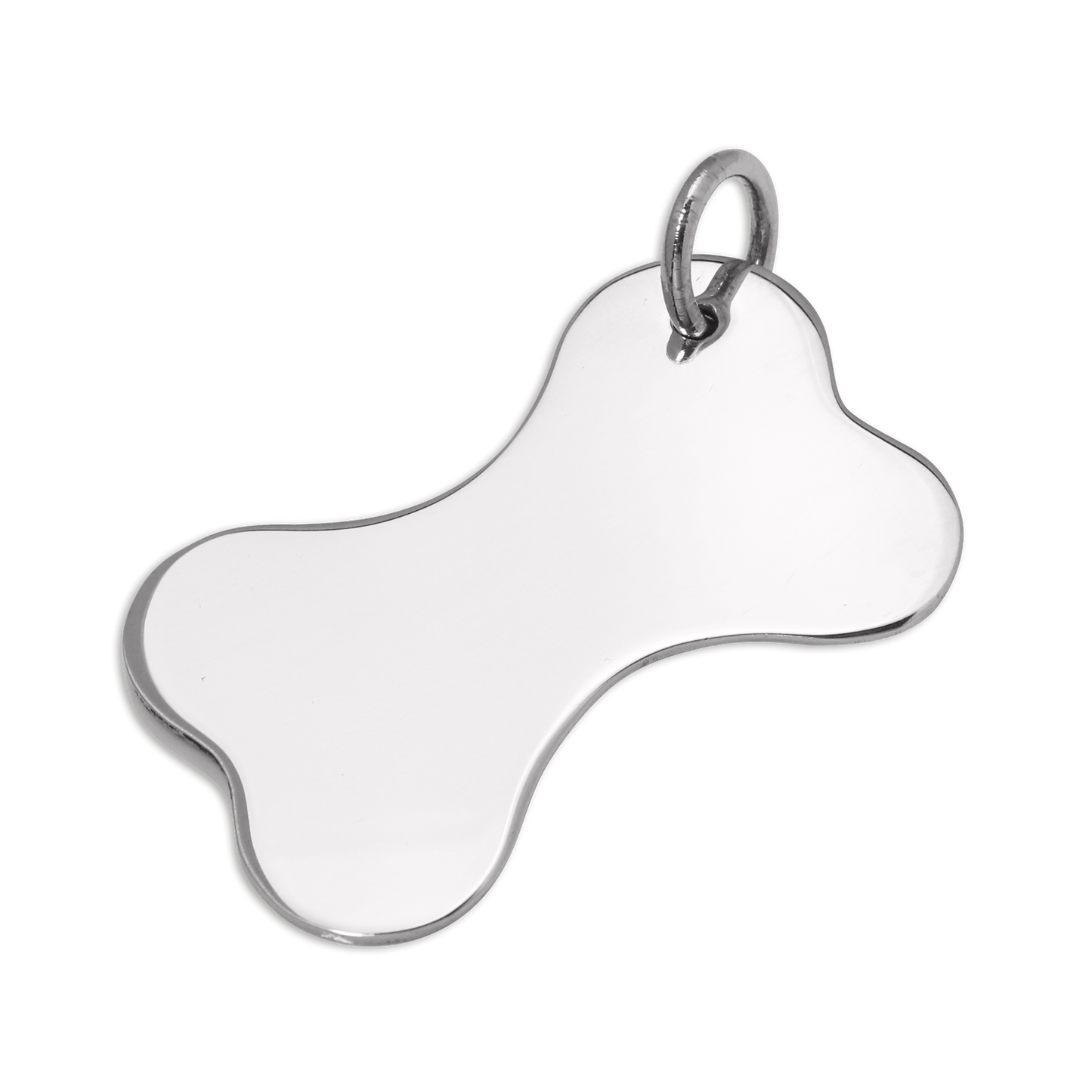 Groß Sterlingsilber Knochen Form Hund Halsband Gravierbar Schild