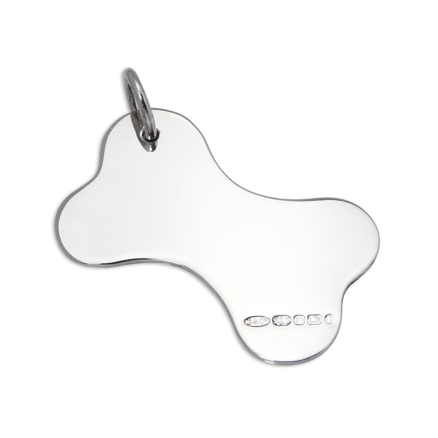Groß Sterlingsilber Knochen Form Hund Halsband Gravierbar Schild