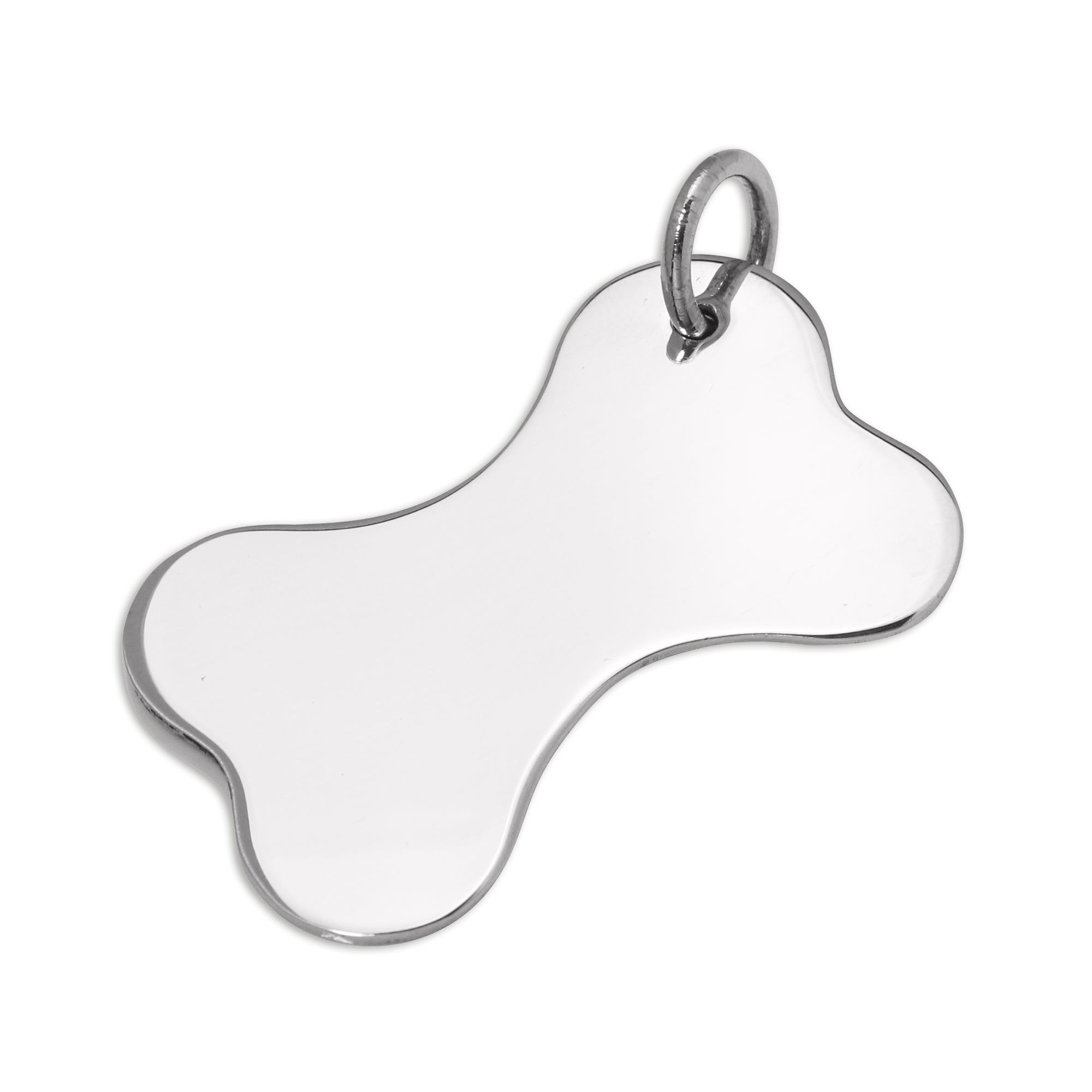 Groß Sterlingsilber Knochen Form Hund Halsband Gravierbar Schild