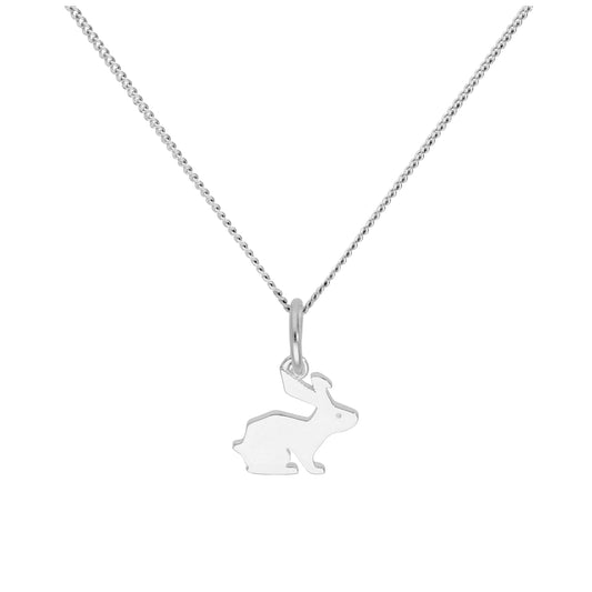 Sterlingsilber Hase Anhänger an 40,5+5cm Diamantschliff Kette