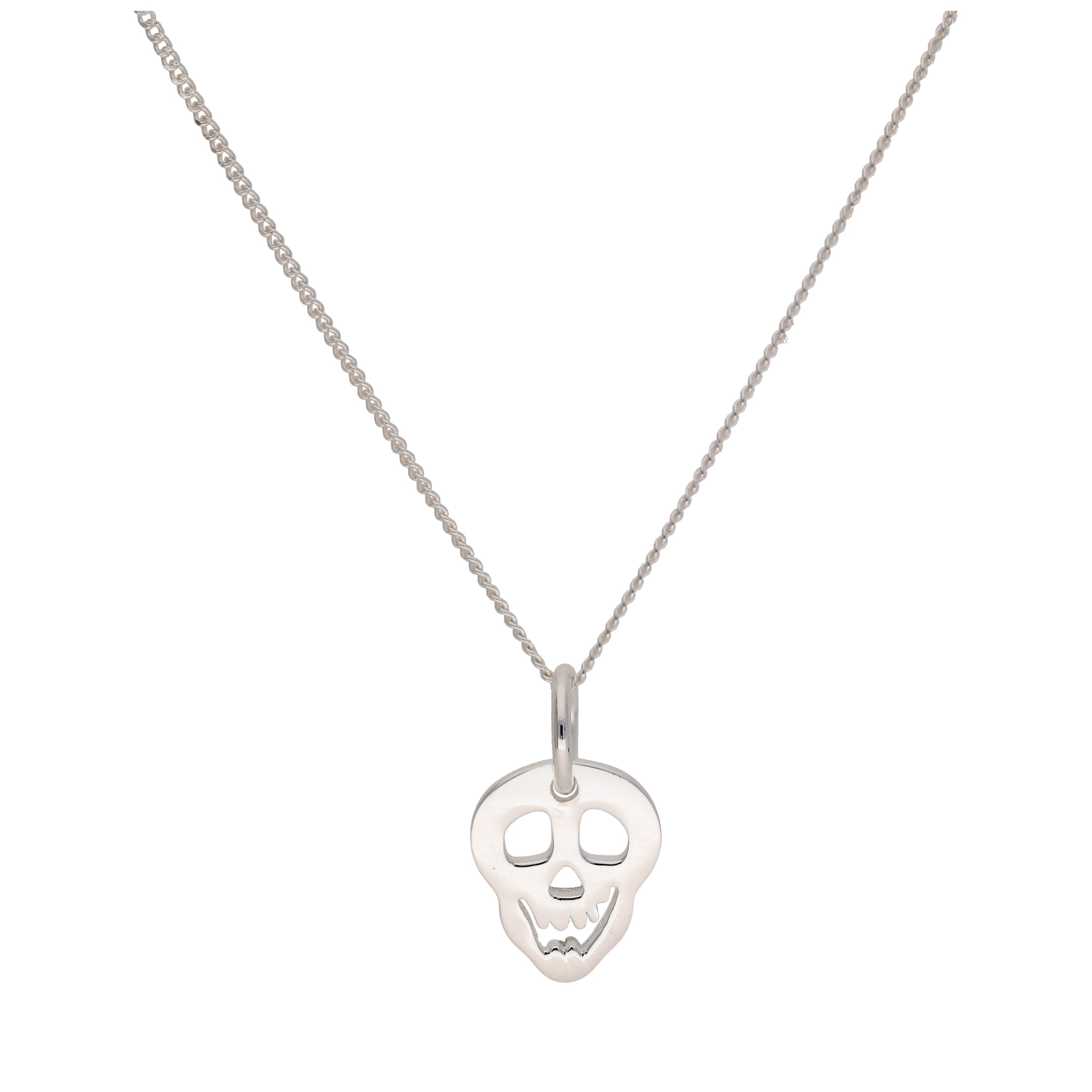 Sterlingsilber Lächelnder Totenkopf Halskette