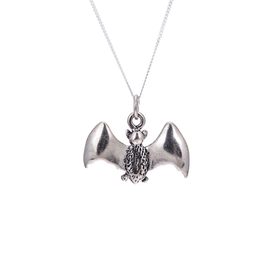 Halskette aus Sterlingsilber mit fliegender 3D-Fledermaus