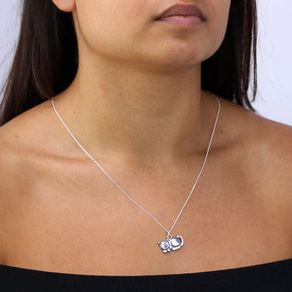 Sterlingsilber Fette Katze Halskette