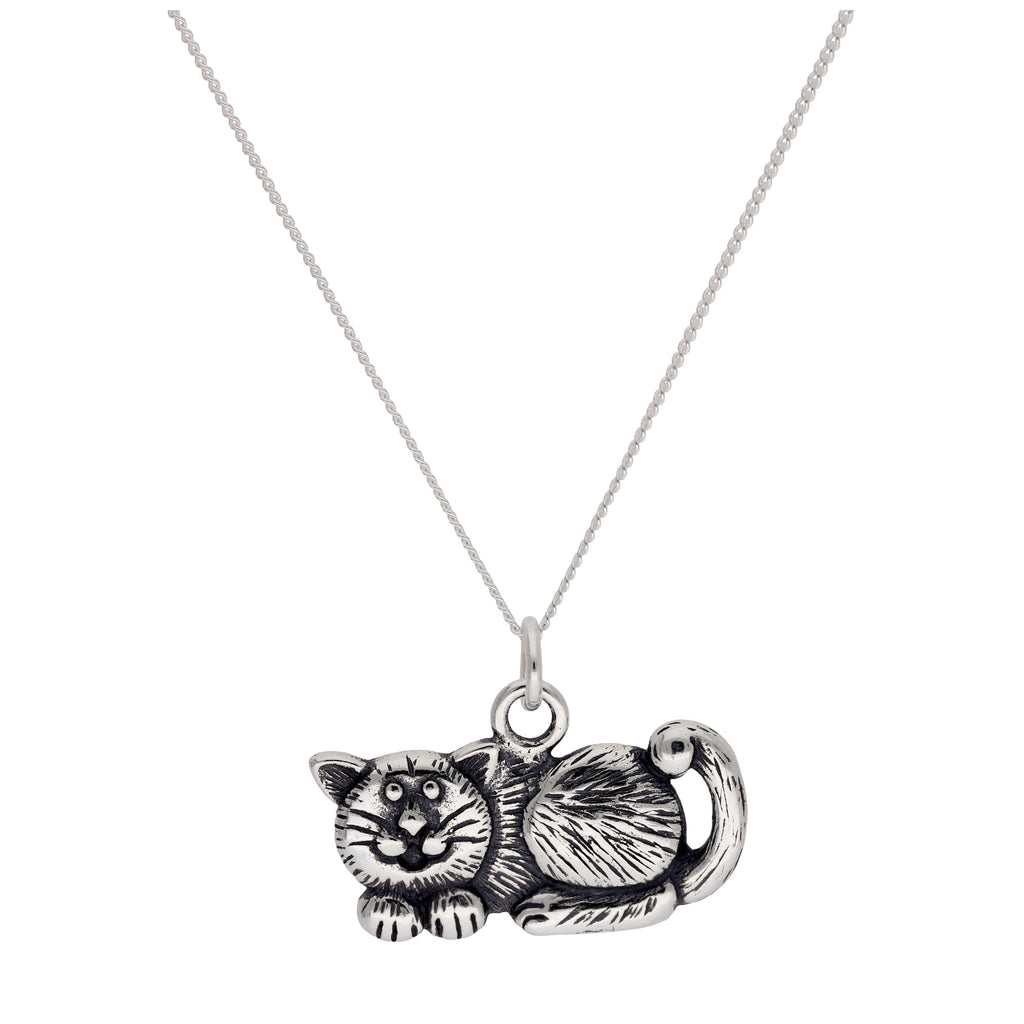 Sterlingsilber Fette Katze Halskette
